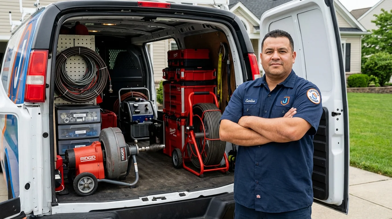 Professional drain cleaning equipment and Johns Plumbing LLC plumber in Arnaudville