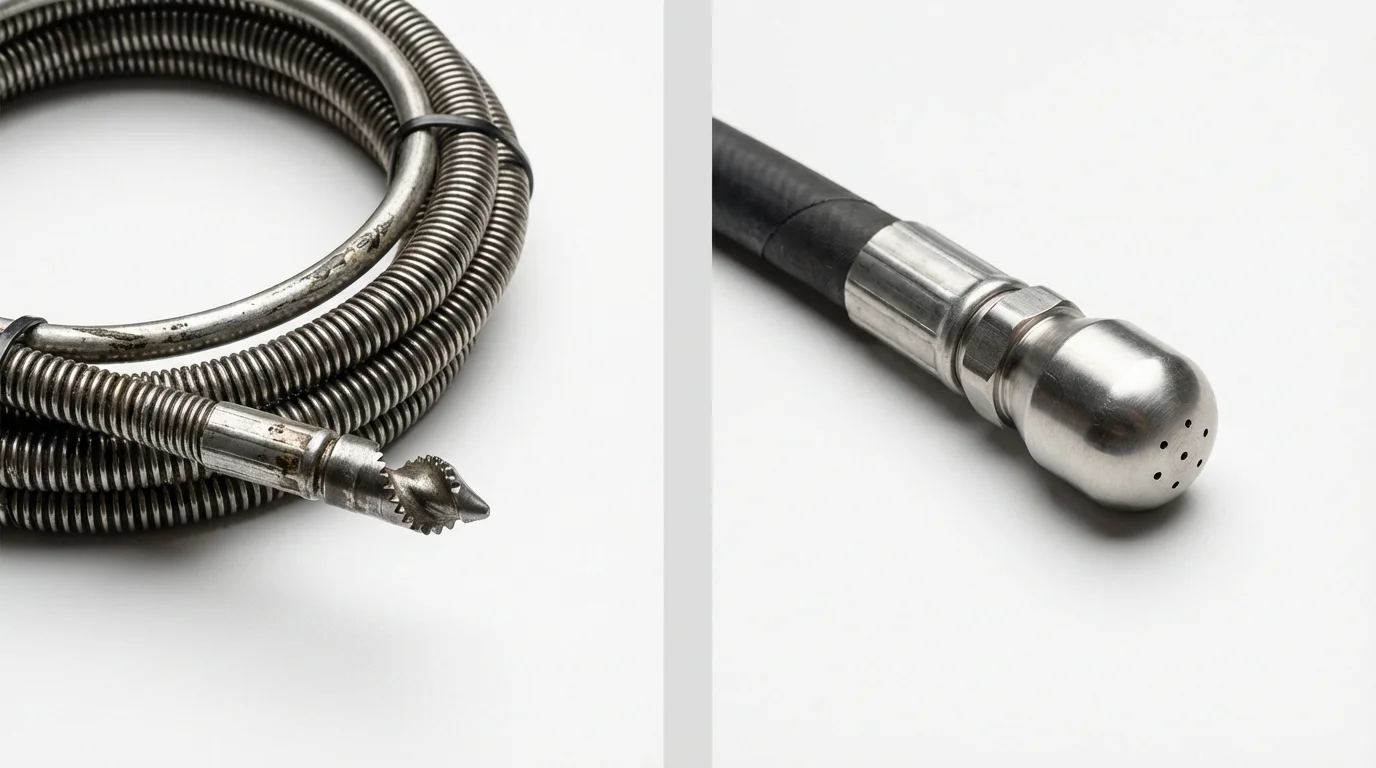 Drain snake cable and hydro jetting nozzle used for drain cleaning in Arnaudville, LA