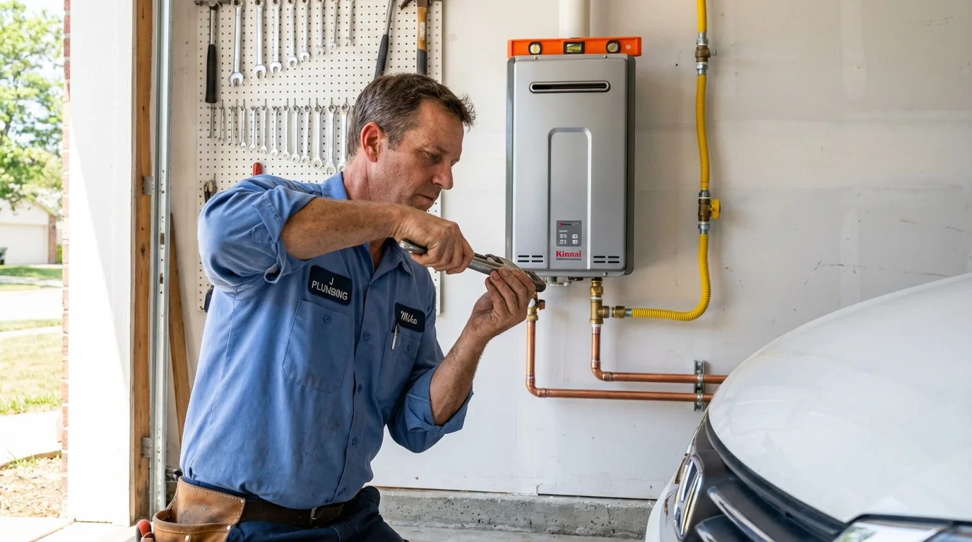 Tankless water heater installation by a Johns Plumbing LLC plumber in Arnaudville