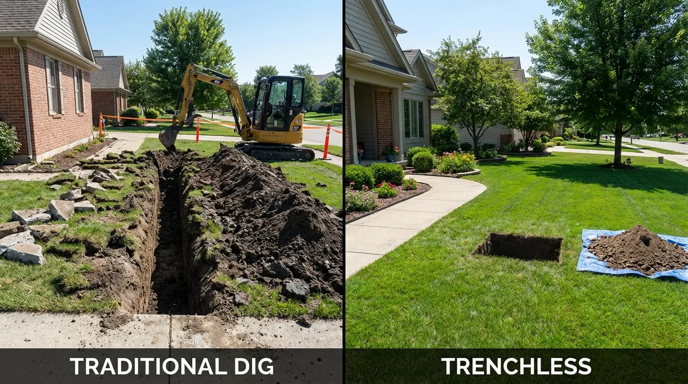 Trenchless sewer repair with minimal yard damage versus traditional excavation in Arnaudville, LA